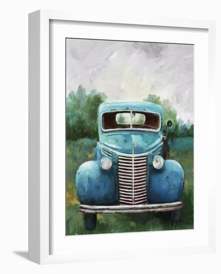 Vintage Blue Truck-null-Framed Art Print