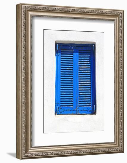Vintage Blue Window with Shutter (Greece)-felker-Framed Photographic Print