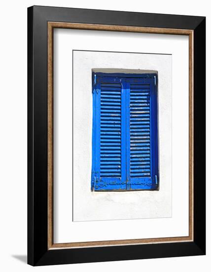 Vintage Blue Window with Shutter (Greece)-felker-Framed Photographic Print