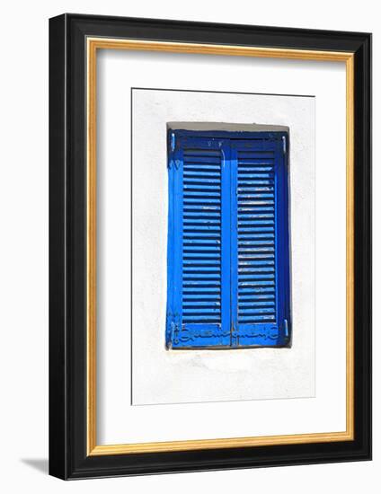 Vintage Blue Window with Shutter (Greece)-felker-Framed Photographic Print