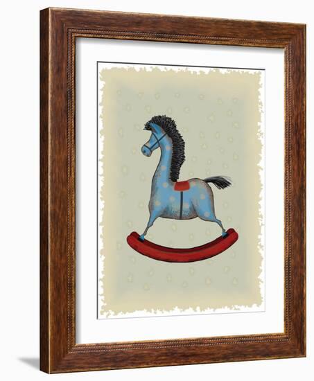 Vintage Blue Wooden Rocking Horse-Milovelen-Framed Art Print