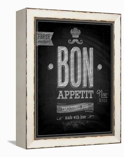 Vintage Bon Appetit Poster - Chalkboard-avean-Framed Stretched Canvas