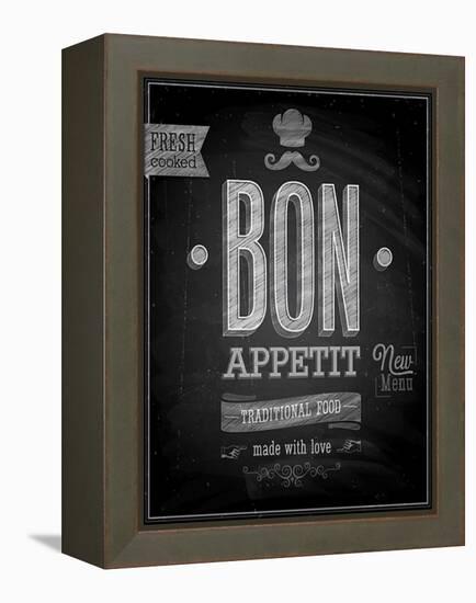 Vintage Bon Appetit Poster - Chalkboard-avean-Framed Stretched Canvas