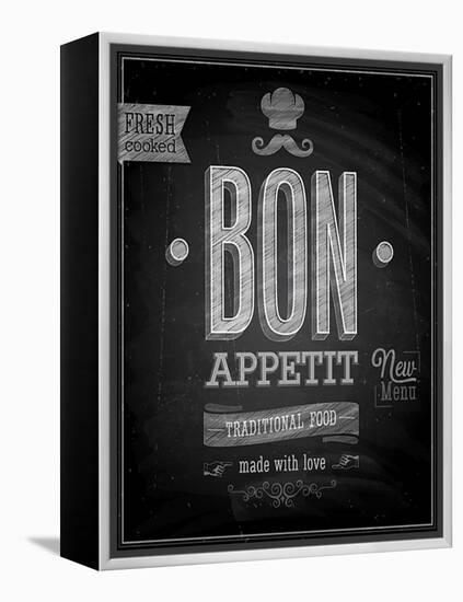 Vintage Bon Appetit Poster - Chalkboard-avean-Framed Stretched Canvas