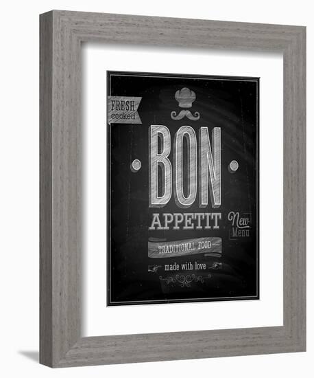 Vintage Bon Appetit Poster - Chalkboard-avean-Framed Premium Giclee Print