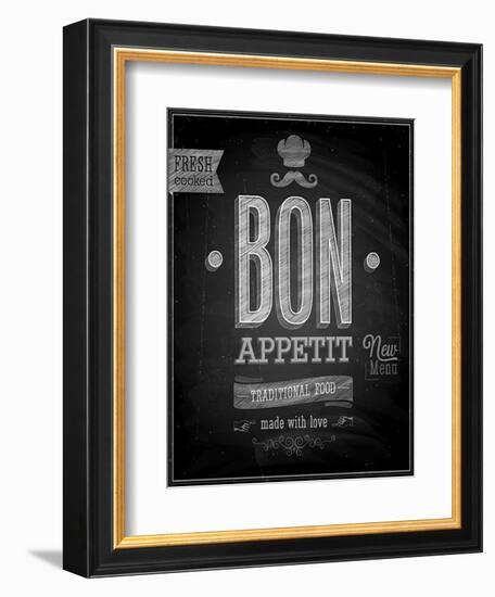 Vintage Bon Appetit Poster - Chalkboard-avean-Framed Premium Giclee Print