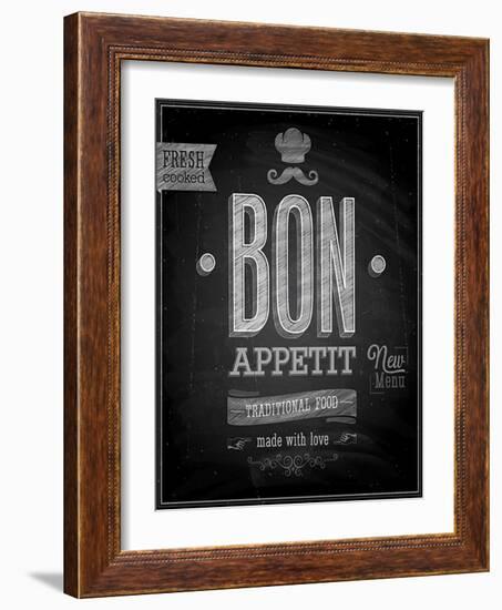 Vintage Bon Appetit Poster - Chalkboard-avean-Framed Art Print