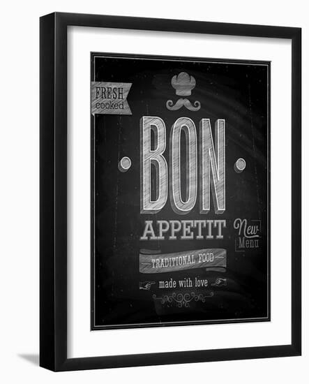 Vintage Bon Appetit Poster - Chalkboard-avean-Framed Art Print