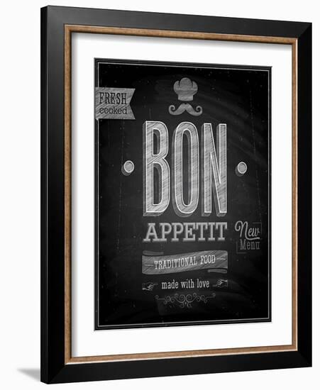 Vintage Bon Appetit Poster - Chalkboard-avean-Framed Art Print