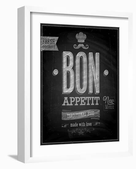 Vintage Bon Appetit Poster - Chalkboard-avean-Framed Art Print