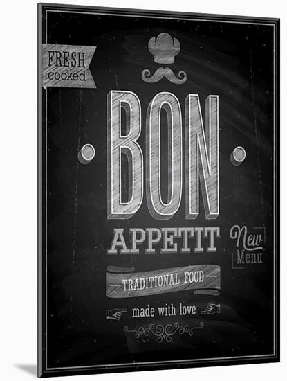 Vintage Bon Appetit Poster - Chalkboard-avean-Mounted Art Print