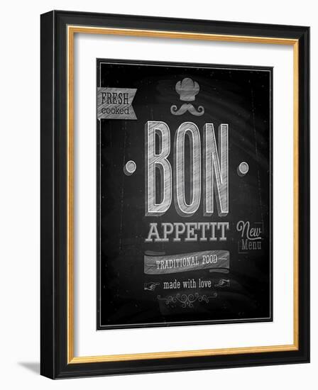 Vintage Bon Appetit Poster - Chalkboard-avean-Framed Art Print