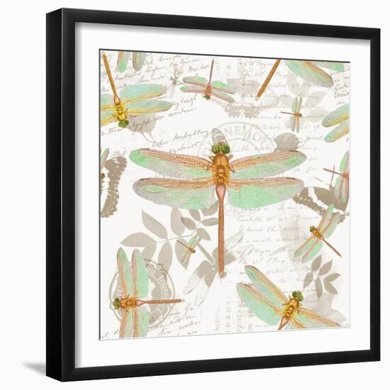 Vintage Botanicals Dragonfly Pattern Copper-Tina Lavoie-Framed Giclee Print