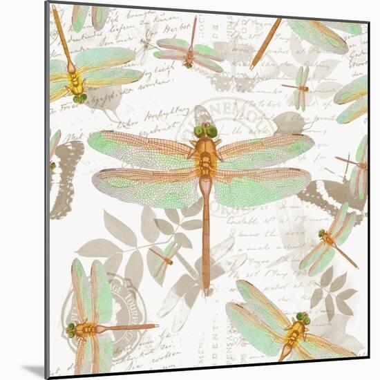 Vintage Botanicals Dragonfly Pattern Copper-Tina Lavoie-Mounted Giclee Print