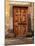 Vintage Brown Wood Medieval Door in Rural Stone House-felker-Mounted Photographic Print