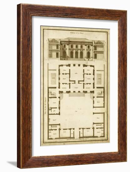 Vintage Building and Plan I-Deneufforge-Framed Art Print