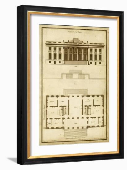 Vintage Builidng and Plan II-Deneufforge-Framed Art Print