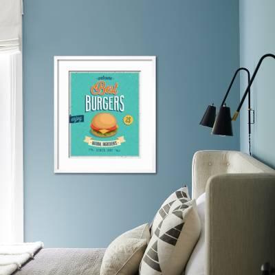 BFF Gift Idea Retro Food Poster Red Kitchen Print Beef Burger Art Apartment Art Living Room Decor Mid Century Modern Illustration