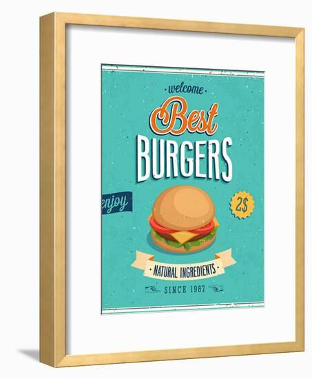 Vintage Burgers Poster-avean-Framed Art Print