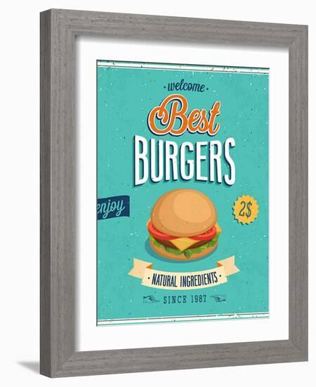 Vintage Burgers Poster-avean-Framed Art Print