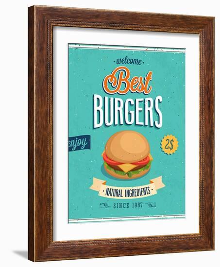 Vintage Burgers Poster-avean-Framed Art Print