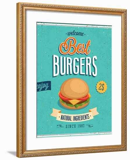 Vintage Burgers Poster-avean-Framed Art Print