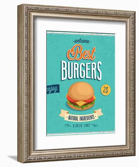 Vintage Burgers Poster-avean-Framed Art Print