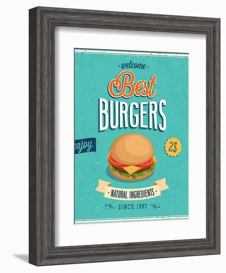 Vintage Burgers Poster-avean-Framed Art Print