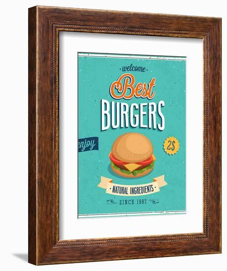 Vintage Burgers Poster-avean-Framed Art Print