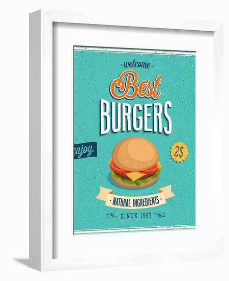 Vintage Burgers Poster-avean-Framed Art Print