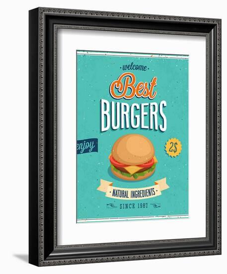 Vintage Burgers Poster-avean-Framed Art Print