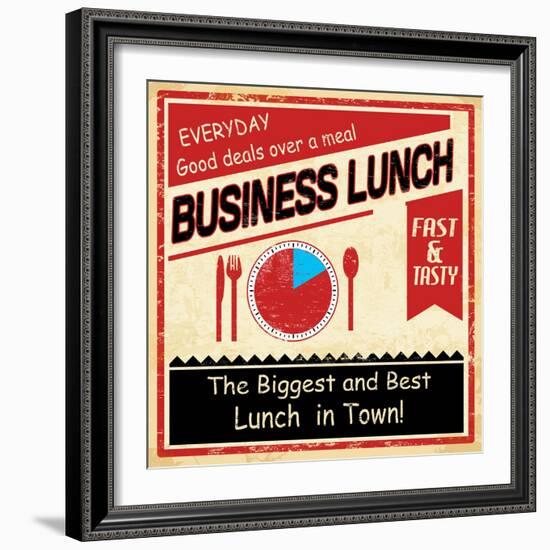 Vintage Business Lunch Grunge Poster-radubalint-Framed Art Print