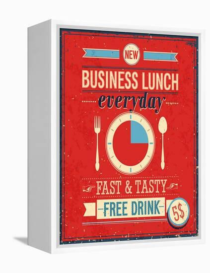 Vintage Bussiness Lunch Poster-avean-Framed Stretched Canvas