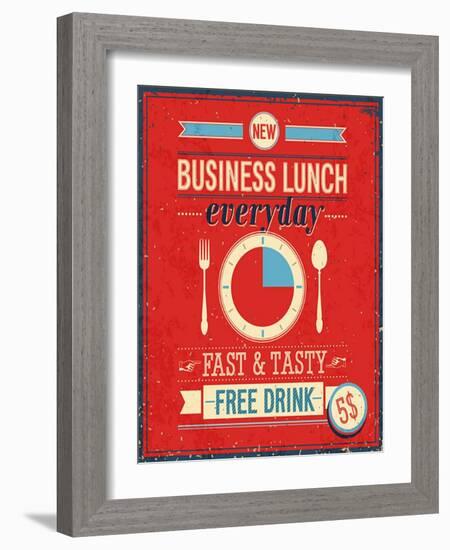 Vintage Bussiness Lunch Poster-avean-Framed Art Print