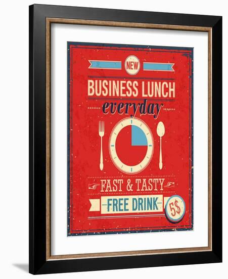 Vintage Bussiness Lunch Poster-avean-Framed Art Print