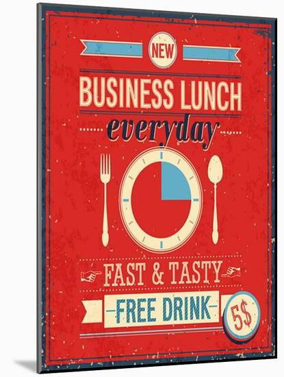 Vintage Bussiness Lunch Poster-avean-Mounted Art Print
