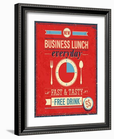 Vintage Bussiness Lunch Poster-avean-Framed Art Print