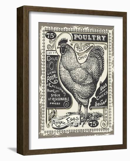Vintage Butcher Blackboard Cut of Chicken Beef. Butchery Hen Food Chalk Board Shop. Retro Menu Rest-aurielaki-Framed Art Print