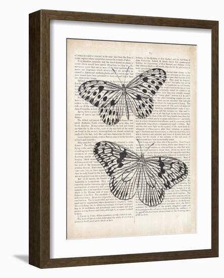 Vintage Butterflies on Newsprint-Wild Apple Portfolio-Framed Art Print