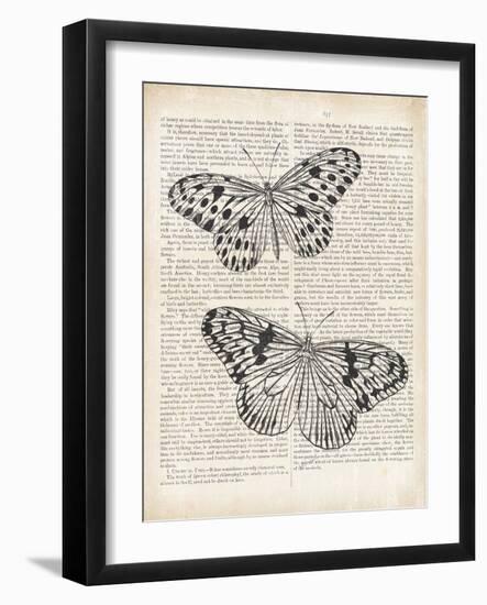 Vintage Butterflies on Newsprint-Wild Apple Portfolio-Framed Art Print