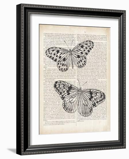 Vintage Butterflies on Newsprint-Wild Apple Portfolio-Framed Art Print