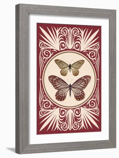 Vintage Butterfly Duo-null-Framed Art Print