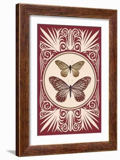 Vintage Butterfly Duo-null-Framed Art Print