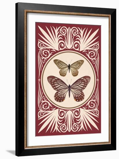 Vintage Butterfly Duo-null-Framed Art Print