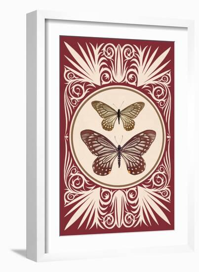 Vintage Butterfly Duo-null-Framed Art Print