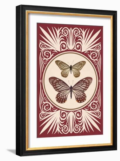 Vintage Butterfly Duo-null-Framed Art Print