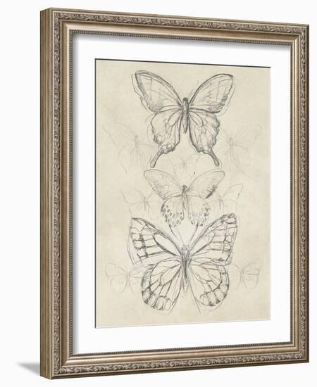 Vintage Butterfly Sketch II-June Erica Vess-Framed Art Print