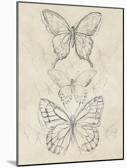 Vintage Butterfly Sketch II-June Erica Vess-Mounted Art Print