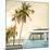 Vintage Car Parked on the Tropical Beach (Seaside) with a Surfboard on the Roof-jakkapan-Mounted Photographic Print