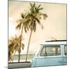 Vintage Car Parked on the Tropical Beach (Seaside) with a Surfboard on the Roof-jakkapan-Mounted Premium Photographic Print